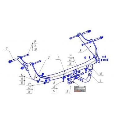 Фаркоп (ТСУ) для RENAULT Dokker 2017- съемный шар на двух болтах 1.4тонны Босал